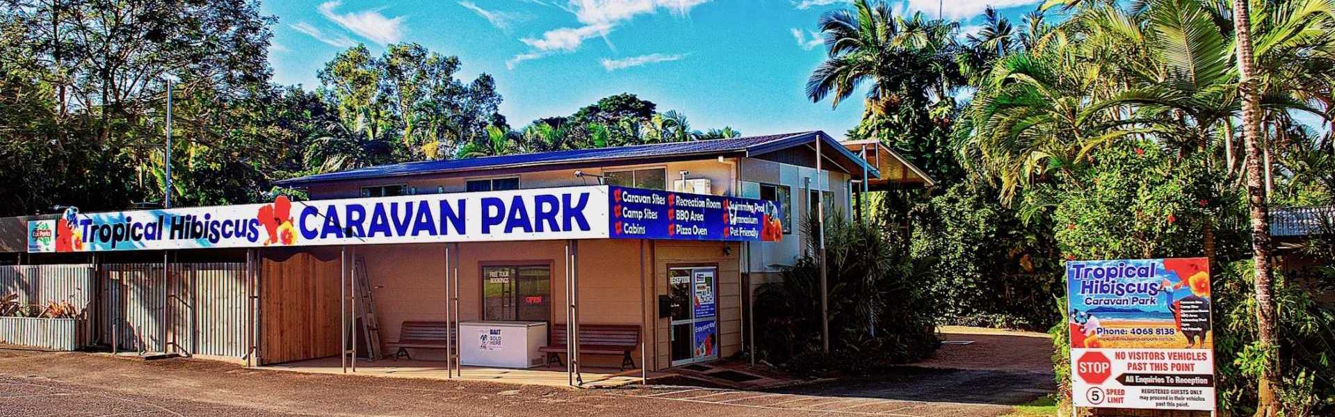 Kui Parks, Tropical Hibiscus Caravan Park, Mission Beach, Entrance